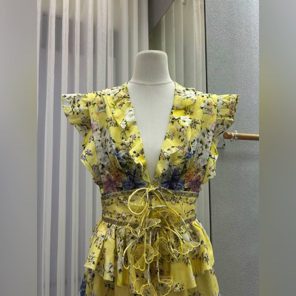 CAMILLA Appliquéd embellished floral-print linen-voile mini dress - Picture 6 of 17